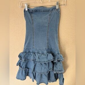 SHEIN Blue Denim Layered Mini dress